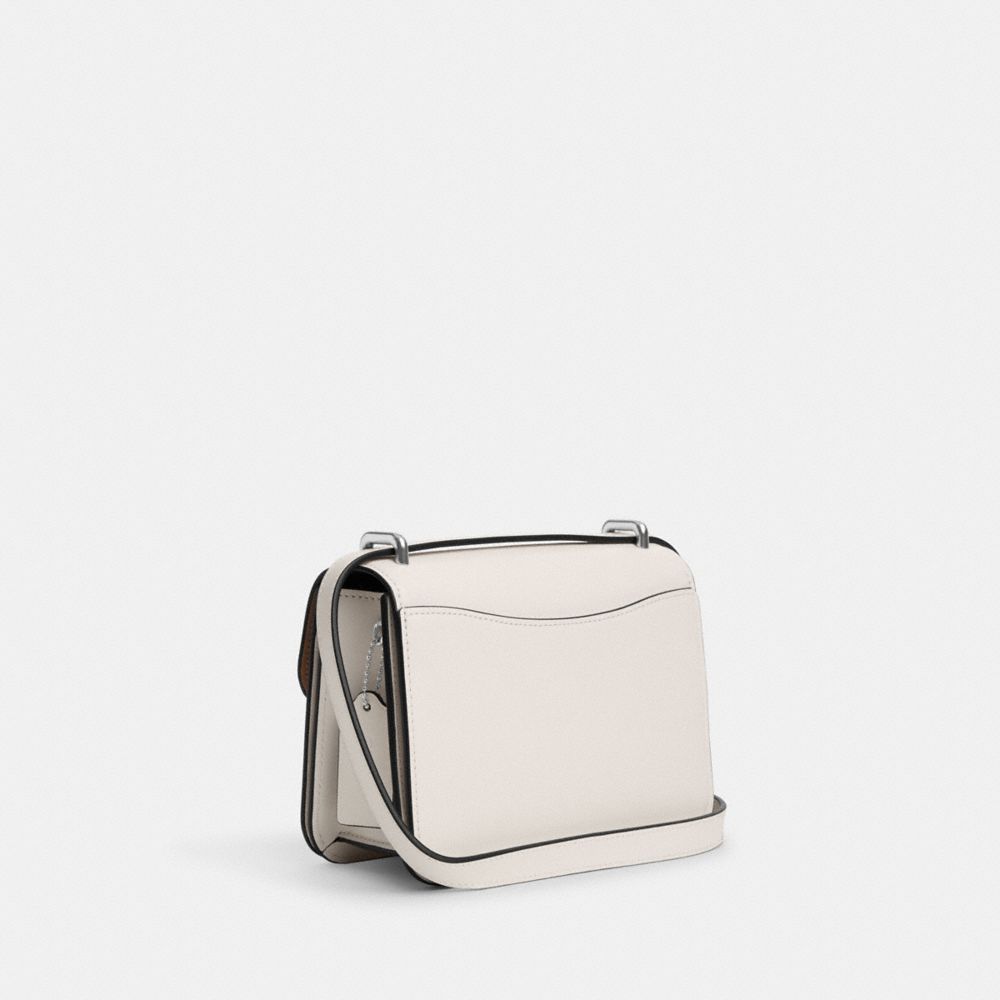 COACH®,MORGAN SQUARE CROSSBODY BAG,Smooth Leather,Small,Anniversary,Silver/Chalk,Angle View