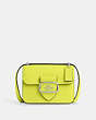 COACH®,MORGAN SQUARE CROSSBODY BAG,Leather,Small,Anniversary,Silver/Bright Yellow,Front View