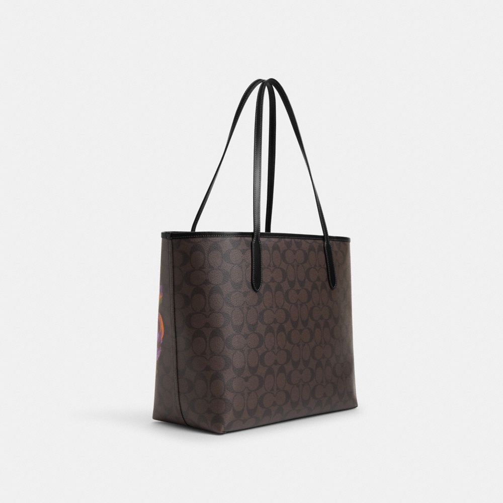 Coach Reese Logo Canvas Convertible Tote Bag