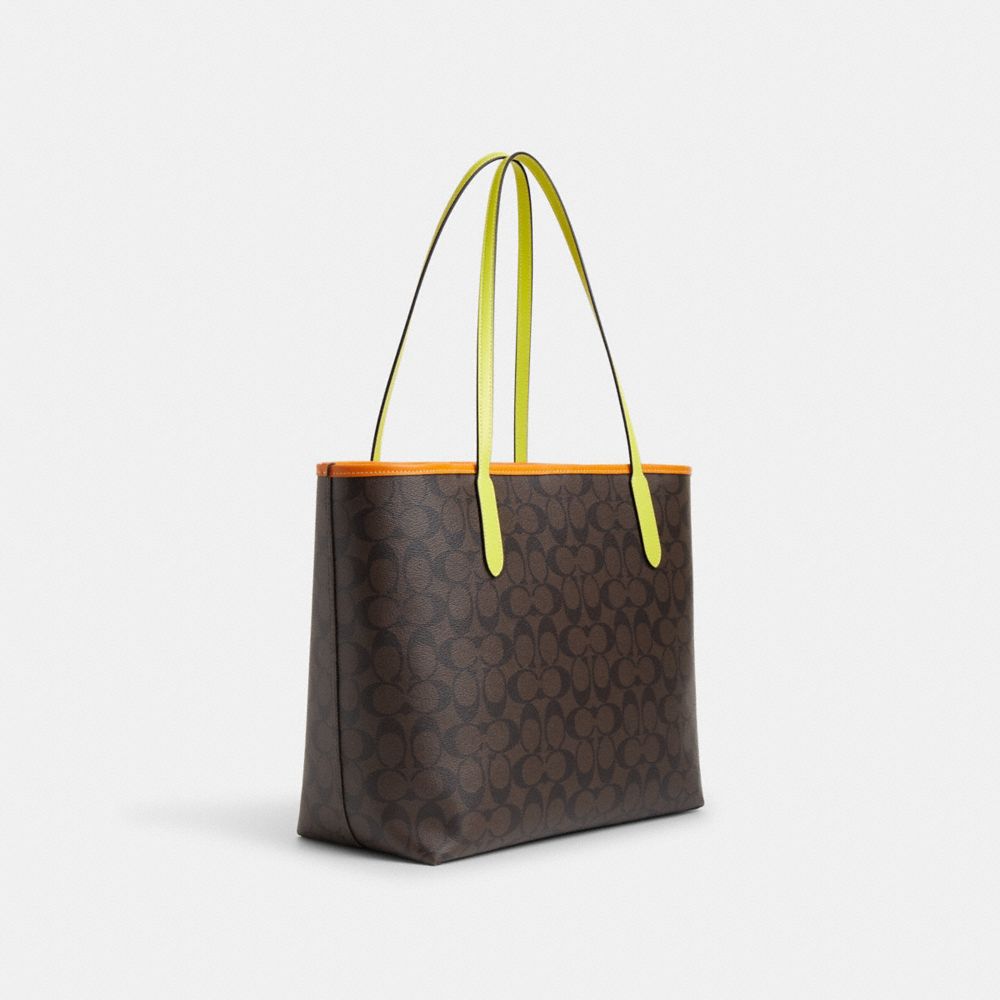 COACH Large City Tote in Saffiano Leather in Brown