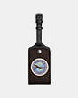 COACH®,LUGGAGE TAG IN SIGNATURE CANVAS WITH TRAVEL PATCH,pvc,Gunmetal/Mahogany Multi,Front View