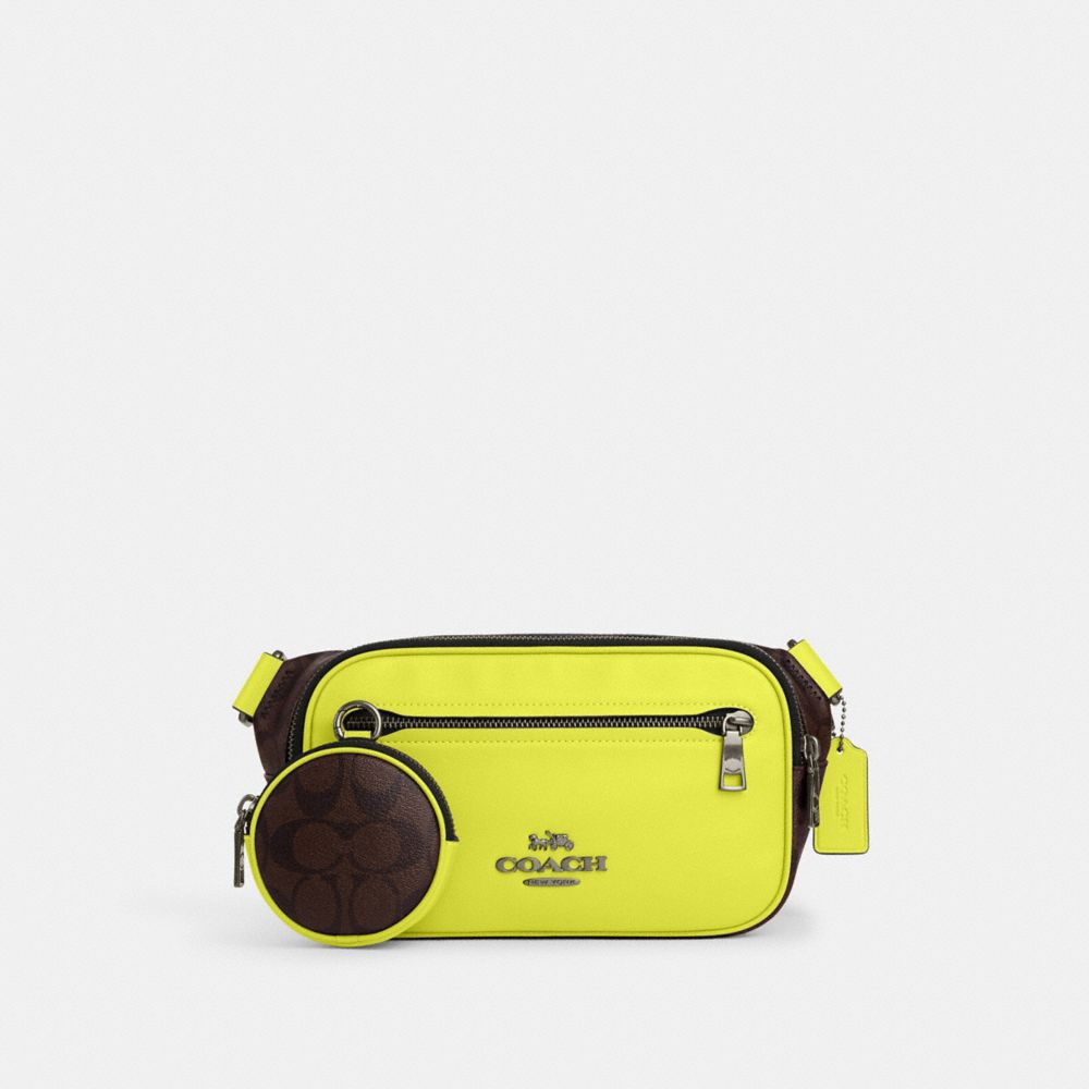COACH®,Elias Belt Bag In Colorblock Signature Canvas,,Front View