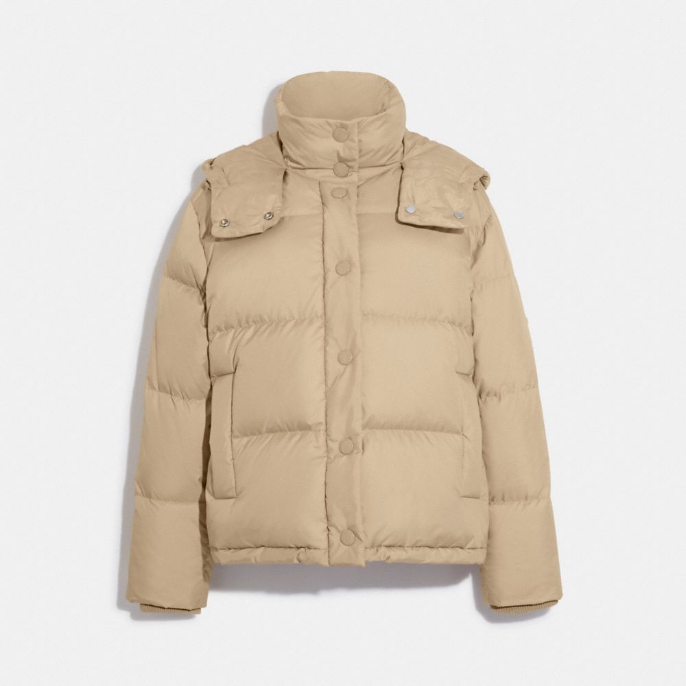COACH®,SHORT DOWN PUFFER,Beige,Front View image number 0
