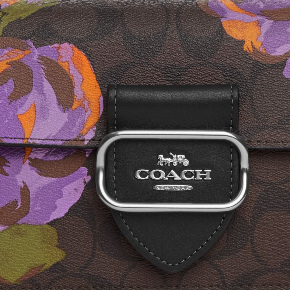 COACH®,MORGAN SHOULDER BAG IN SIGNATURE CANVAS WITH ROSE PRINT,Signature Canvas,Medium,Silver/Brown/Iris Multi,Closer View