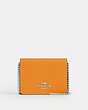 COACH®,MINI WALLET ON A CHAIN IN COLORBLOCK,Leather,Silver/Bright Yellow Multi,Front View