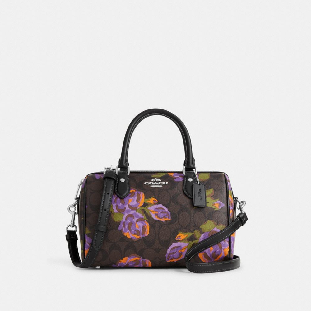 Coach rowan satchel with rose best sale bouquet print