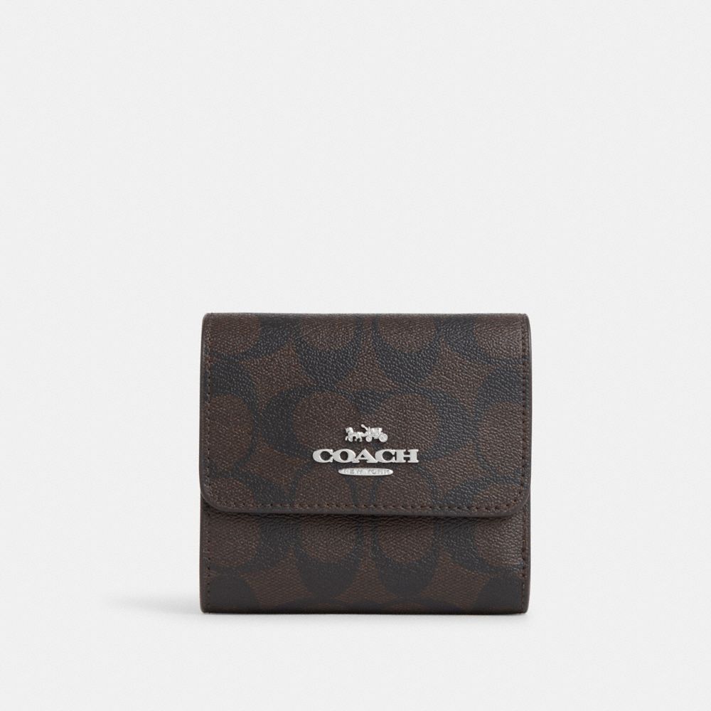 Coach Medium Corner Zip Wallet in Signature Canvas with Colorblock Interior