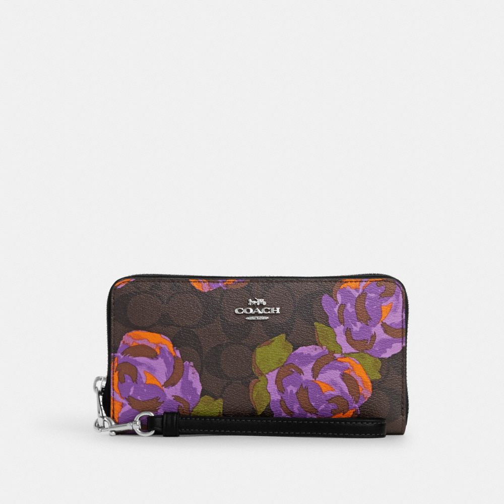 Coach purple floral wallet sale