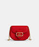 COACH®,MORGAN CARD CASE ON A CHAIN,Leather,Gold/Electric Red,Front View
