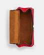 COACH®,MORGAN CARD CASE ON A CHAIN,Leather,Gold/Electric Red,Inside View,Top View