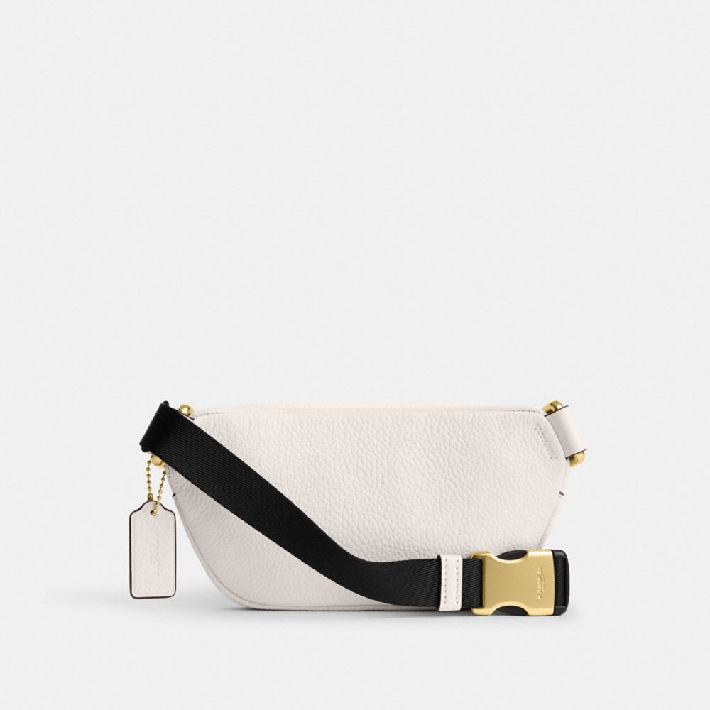 COACH®,MINI BELT BAG,Pebbled Leather,Mini,Travel,Gold/Chalk,Back View