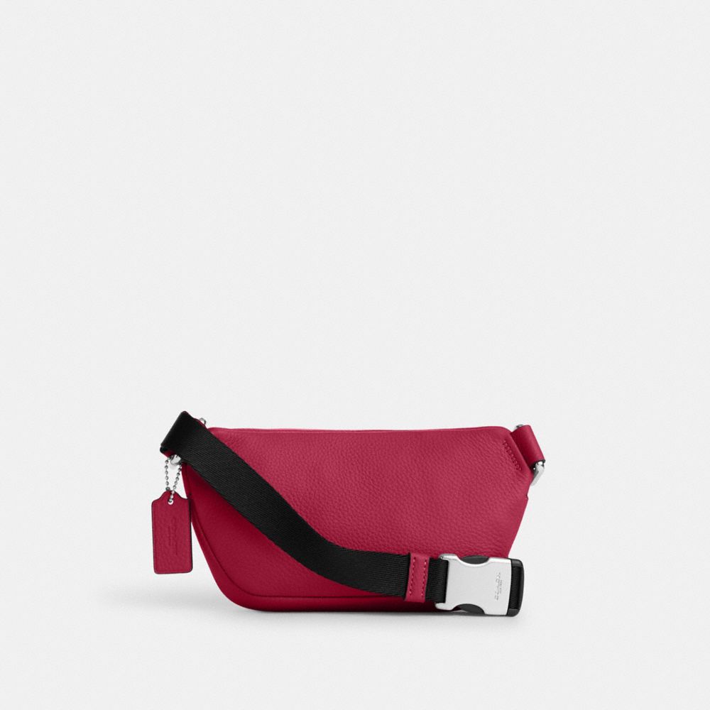 COACH®,MINI SAC-CEINTURE,PITONE LUCIDO,Argent/Violet vif,Back View