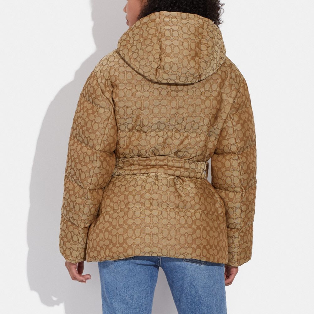 COACH®,SIGNATURE JACQUARD DOWN PILLOW JACKET,Khaki Multi,Scale View