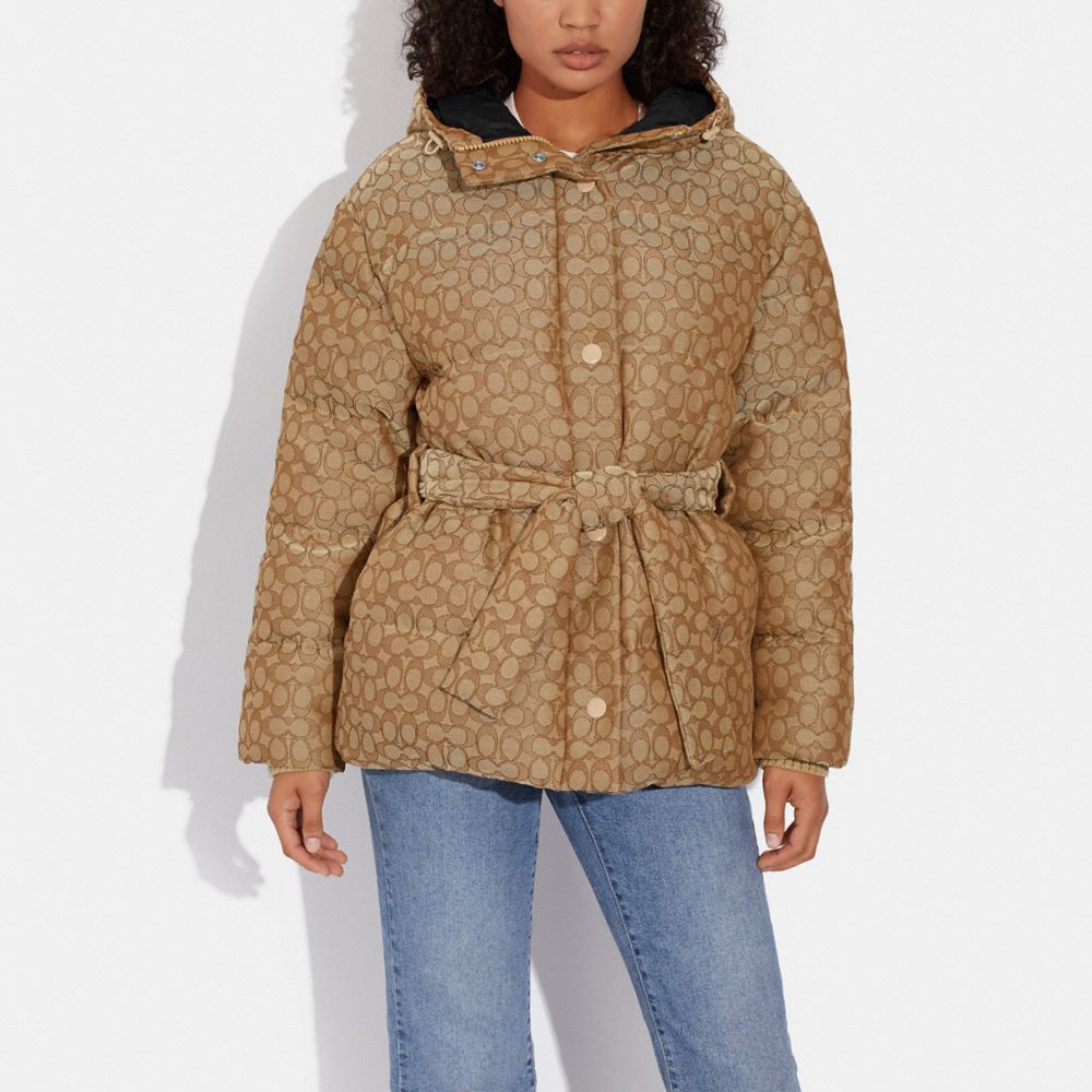 COACH®,Signature Jacquard Down Pillow Jacket,,Detail View