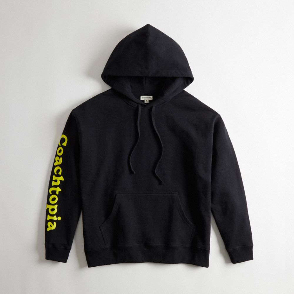 COACH®,Hoodie in 98% Recycled Cotton: 3 Clouds,95% recycled cotton,Black,Front View image number 0