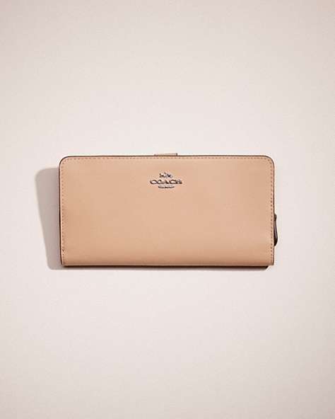 COACH®,RESTORED SKINNY WALLET,Leather,Light Antique Nickel/Taupe,Front View