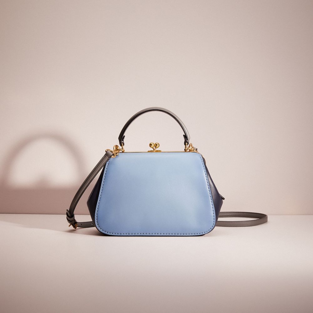 Coach+Colorblock+Glovetanned+Leather+Kisslock+Frame+Bag+Slate+Blue+23+69534  for sale online