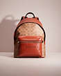 COACH®,RESTORED CHARTER BACKPACK 18 IN COLORBLOCK SIGNATURE CANVAS,Nappa leather,Small,Brass/Tan Brick Red Multi,Front View