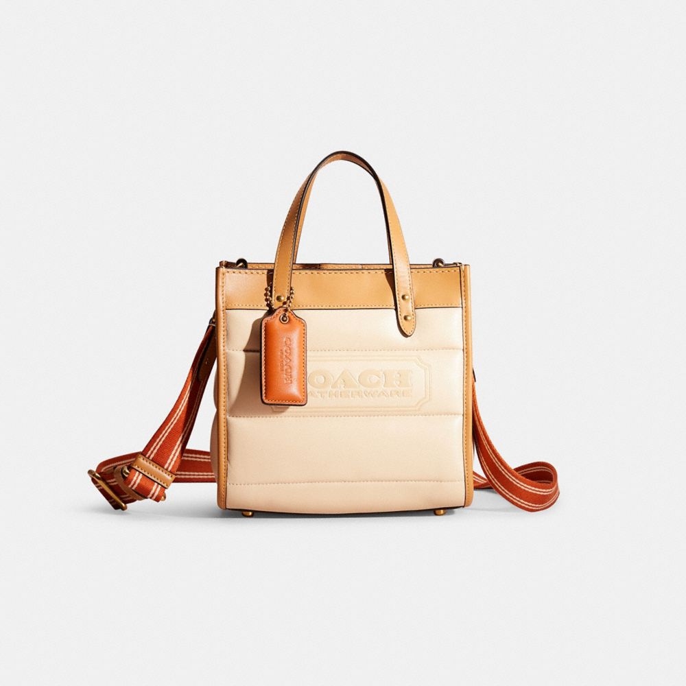 coach field tote 22 with colorblock leather and coach badge