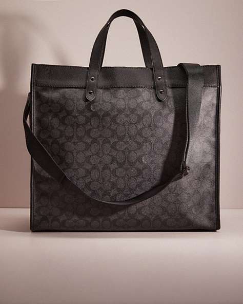COACH®,RESTORED FIELD TOTE 40 IN SIGNATURE CANVAS,Signature Coated Canvas,Black Copper/Charcoal,Front View