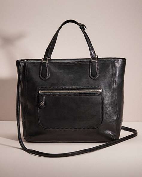 COACH®,RESTORED SMALL BLAIRE TOTE,Leather,Large,Silver/Black,Front View