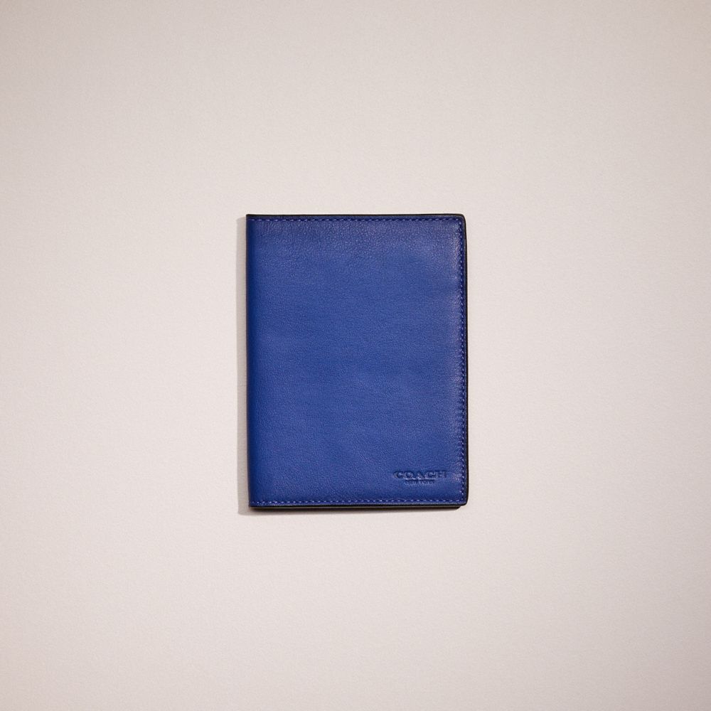 COACH®,RESTORED PASSPORT CASE,Refined Calf Leather,Sport Blue,Front View