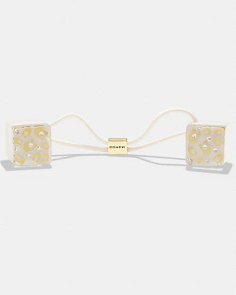 COACH®,SIGNATURE RESIN DICE HAIR TIES,Gold/Chalk,Front View