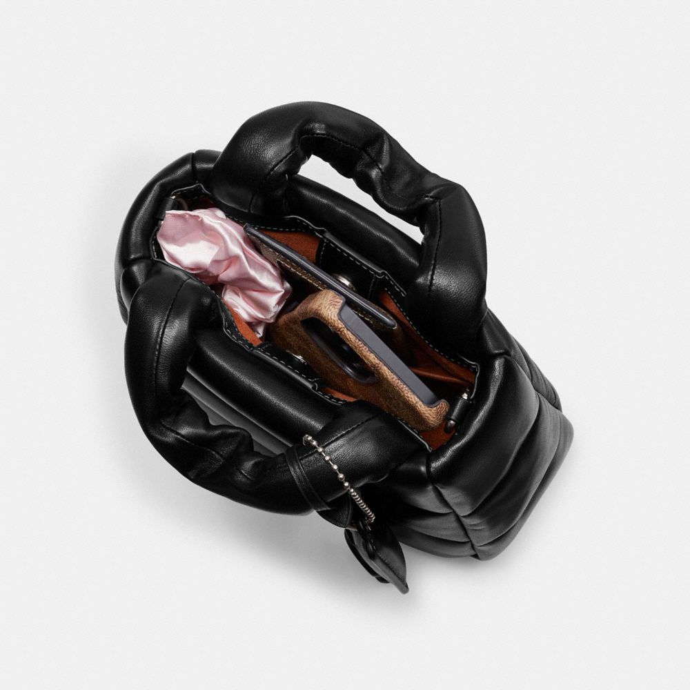 COACH®,MINI CABAS PILLOW,Cuir nappa,Laiton/Ivoire,Inside View, Top View