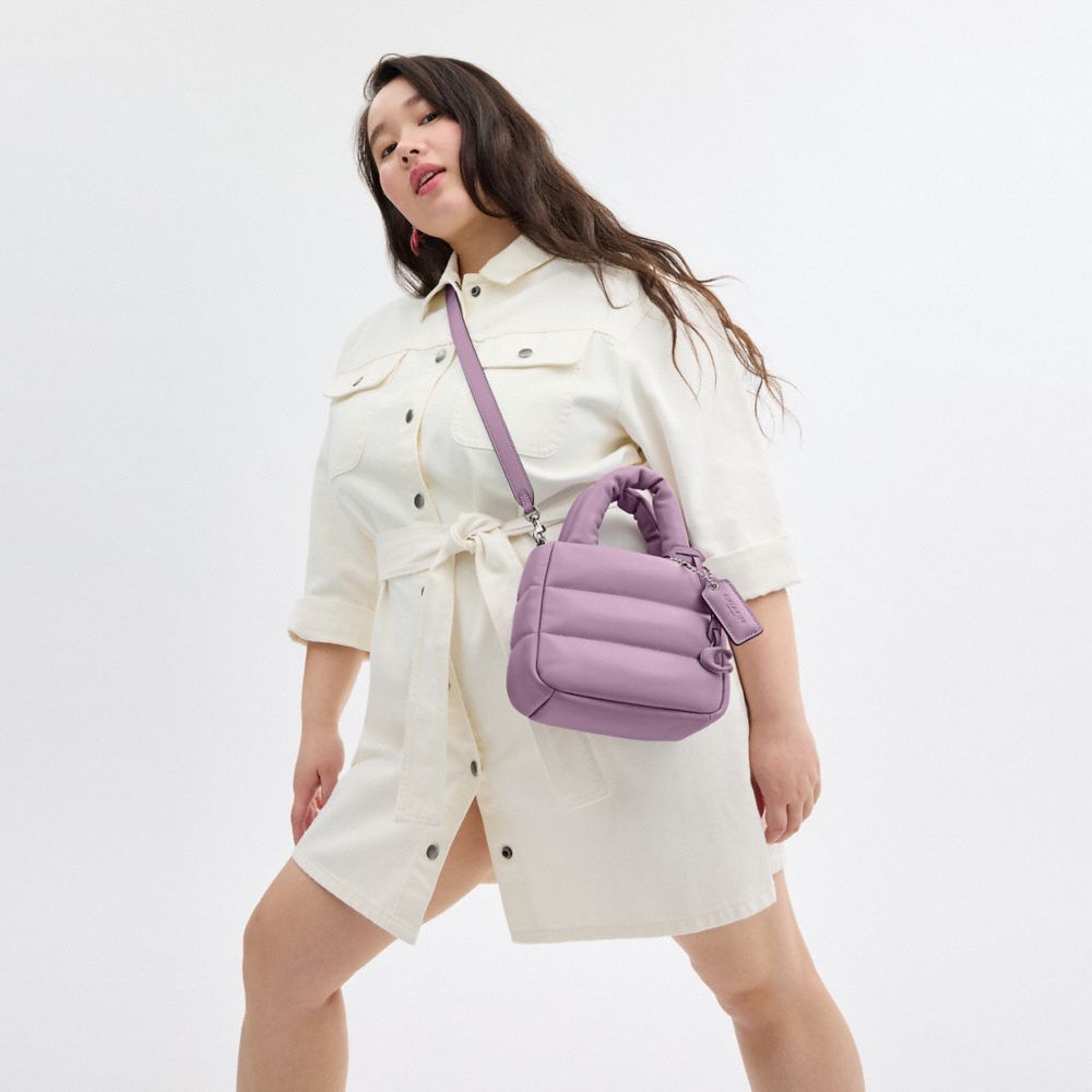 COACH®,Mini Pillow Tote Bag,Leather,Crossbody,Logo,Embossed,Metal,Casual,Lavender