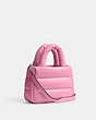 COACH®,MINI PILLOW TOTE BAG,Nappa leather,Small,Silver/Vivid Pink,Angle View
