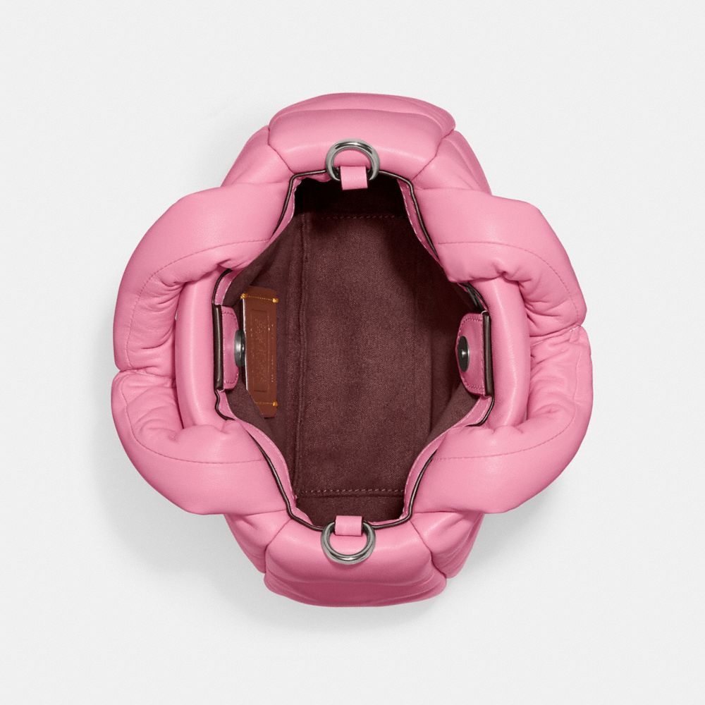 COACH®,MINI CABAS PILLOW,Cuir nappa,Argent/Rose vif,Inside View,Top View