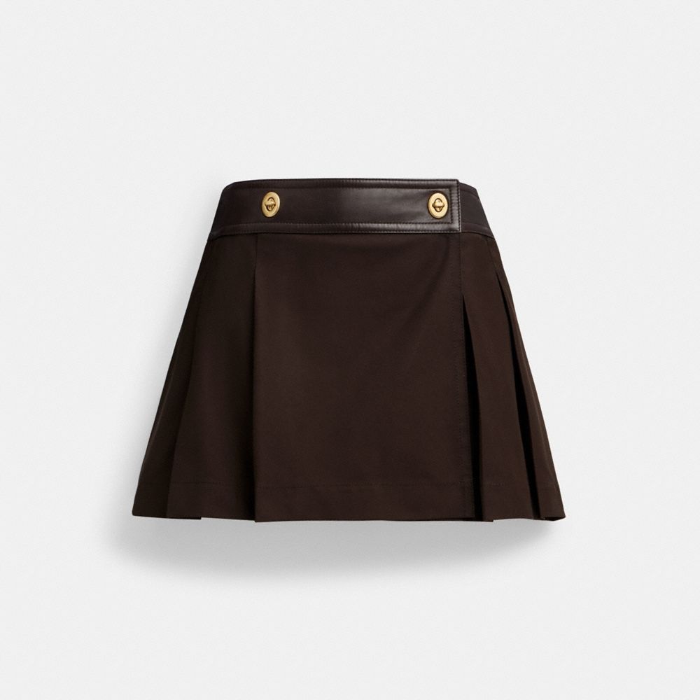 COACH®: Heritage C Leather Mini Skirt