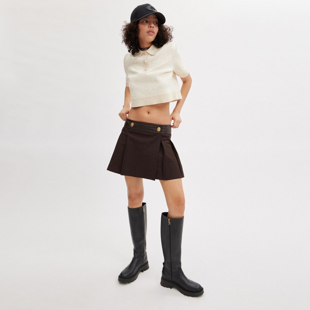 Women's Skirts, Riya Short Brown Suede Skirt