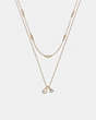 COACH®,CLASSIC PEARL LAYERED NECKLACE,Plated Brass,Gold/Pink,Front View