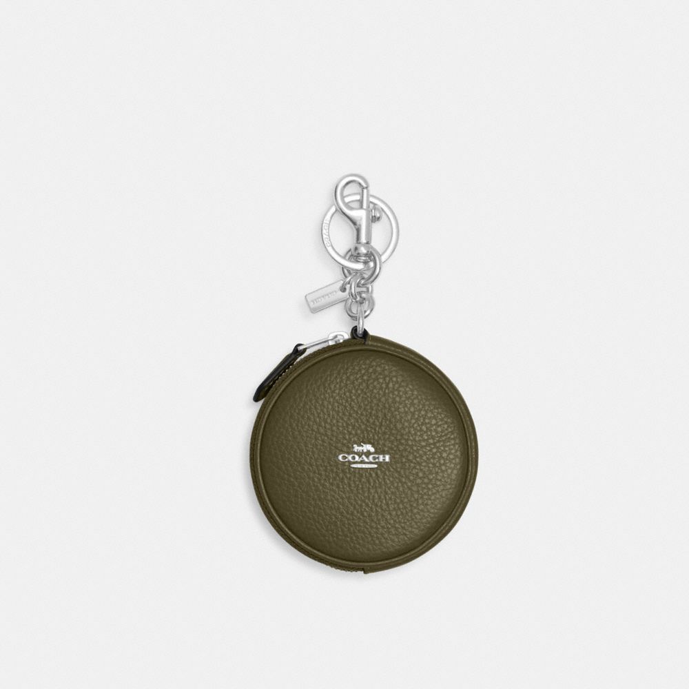Coach Circular Coin Pouch Keychain / Bag Charm In Signature Canvas NWT