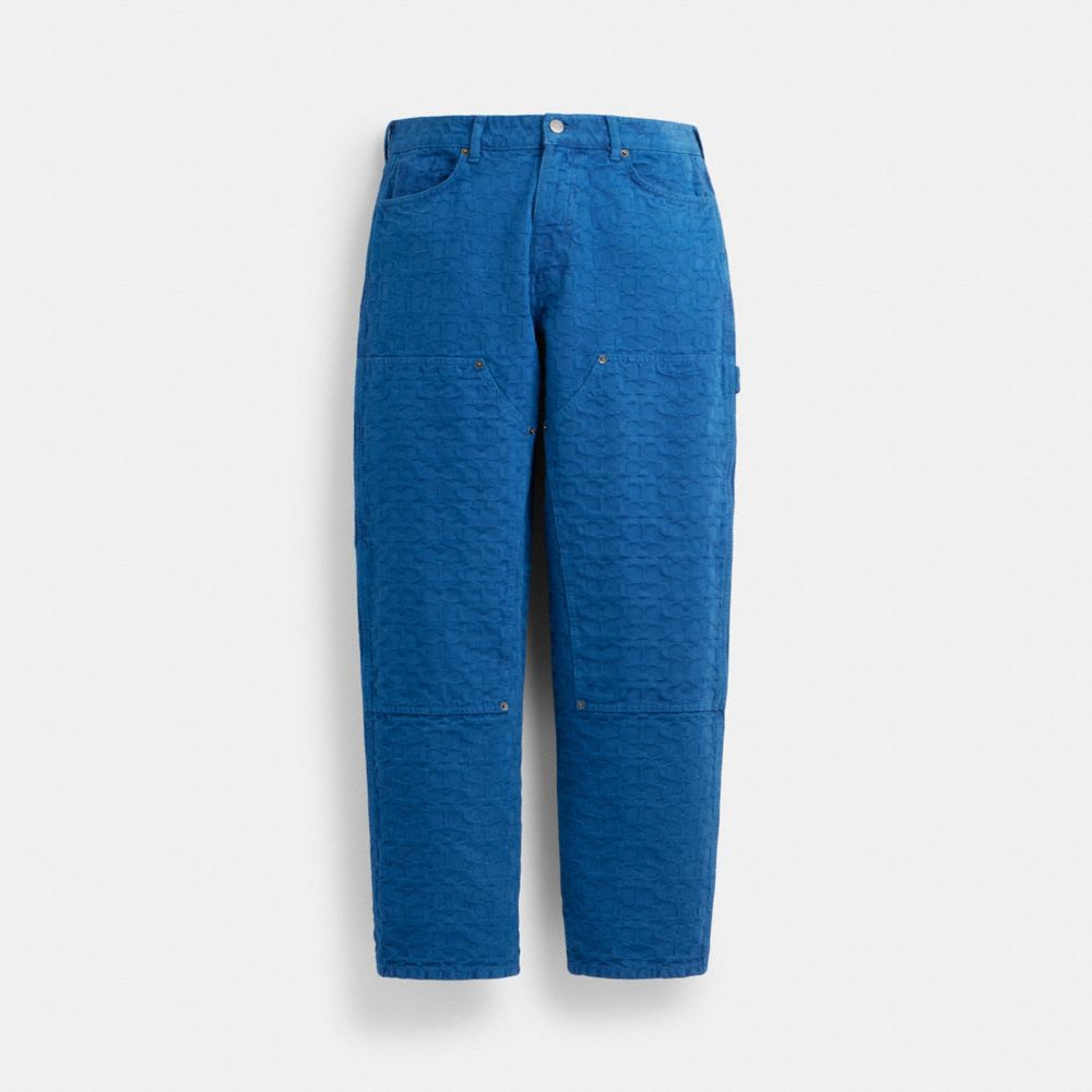 COACH®,SIGNATURE TAPER JEANS,cotton,Royal Blue,Front View