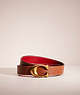 COACH®,RESTORED C HARDWARE REVERSIBLE BELT, 32MM,Glovetanned Leather,Brass/Red/1941 Saddle,Front View