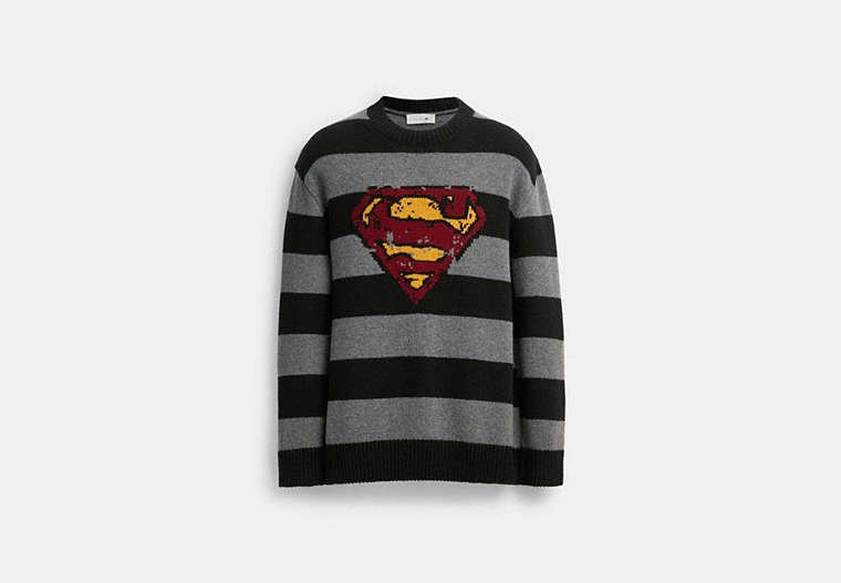 COACH®,COACH | DC SUPERMAN OVERSIZED SWEATER,wool,Black/Grey,Front View