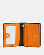 COACH®,SNAP WALLET WITH SIGNATURE CANVAS INTERIOR,Leather,Mini,Silver/Bright Mandarin,Inside View,Top View