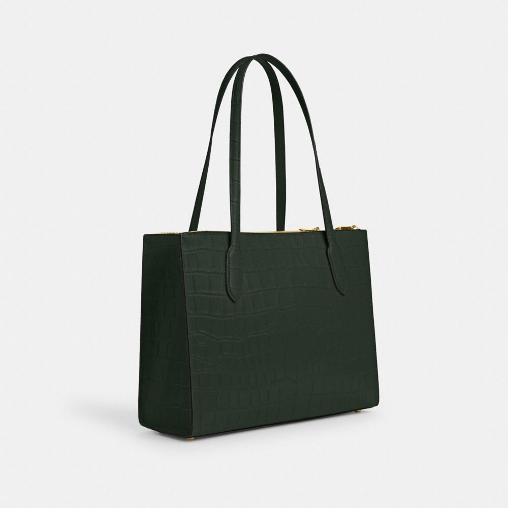 COACH®,NINA TOTE BAG,Novelty Leather,Large,Office,Gold/Amazon Green,Angle View