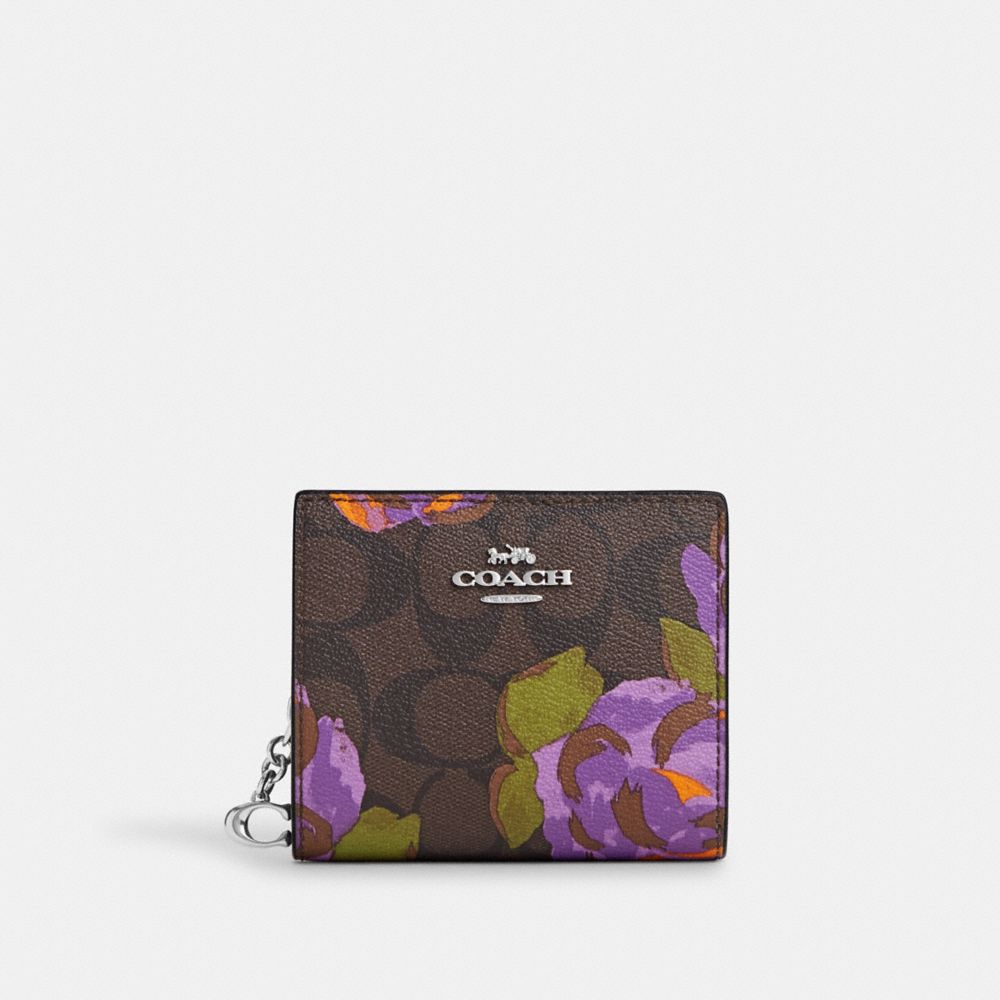 Snap Wallet In Signature Canvas With Rose Print