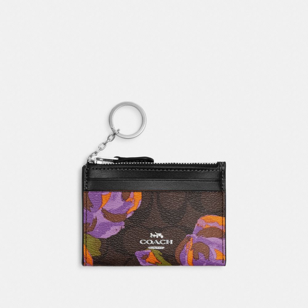 Mini Skinny Id Case In Signature Canvas With Rose Print