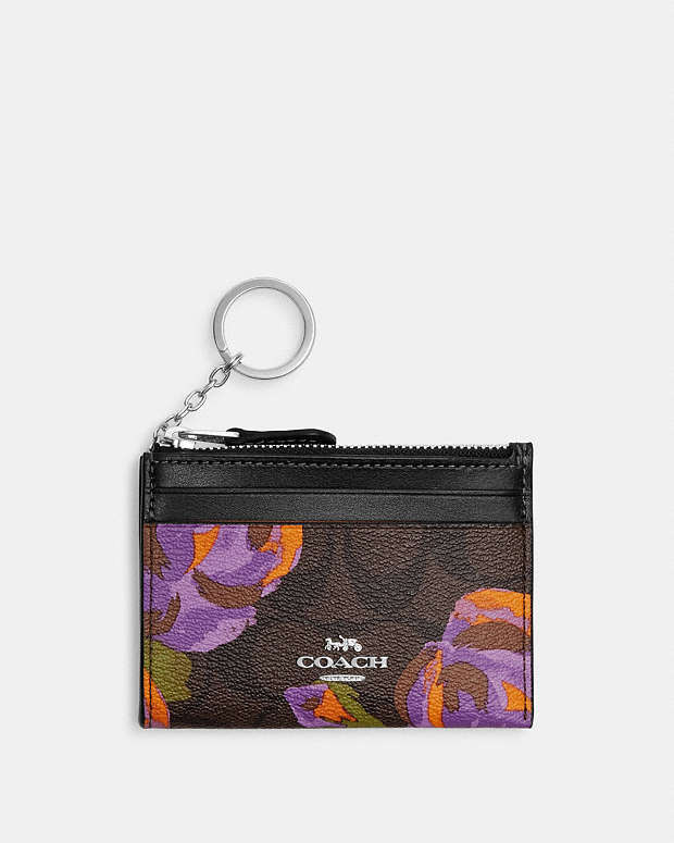 Mini Skinny Id Case In Signature Canvas With Rose Print