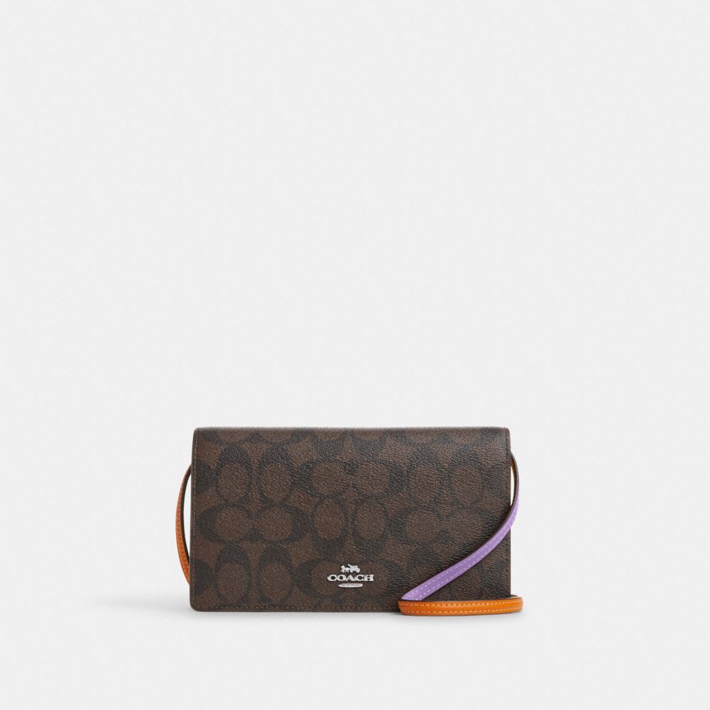 anna foldover crossbody clutch black