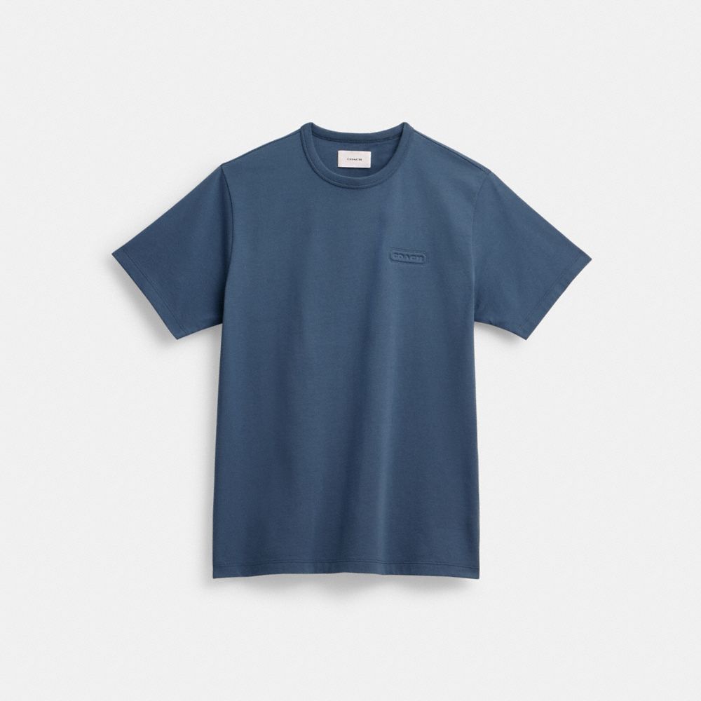 COACH®,ESSENTIAL T-SHIRT,cotton,Blue,Front View