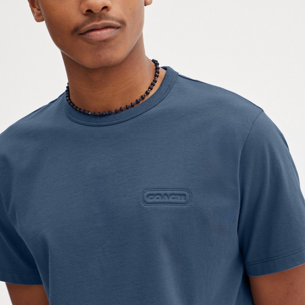 COACH®,T-SHIRT ESSENTIEL,Coton,Bleu,Detail View