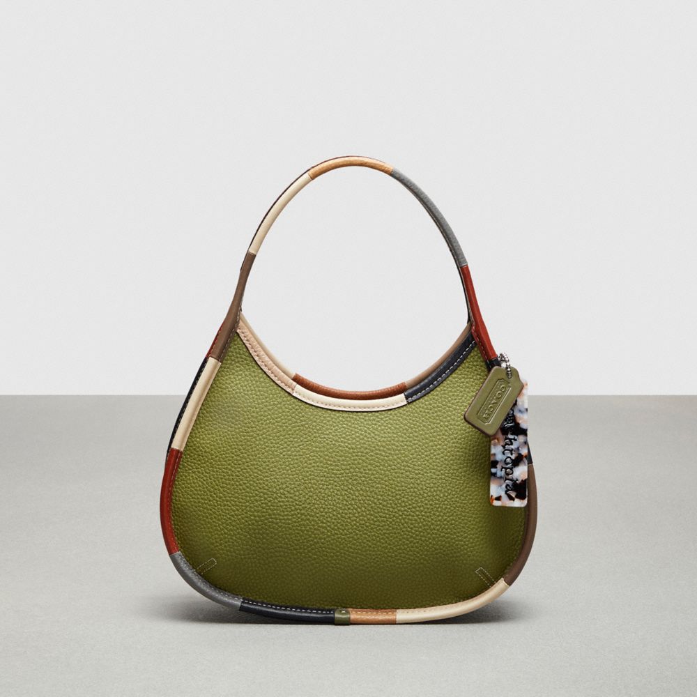 COACH®,Ergo Bag With Colorful Binding In Upcrafted Leather,Coachtopia Leather,Small,Olive Green Multi,Front View