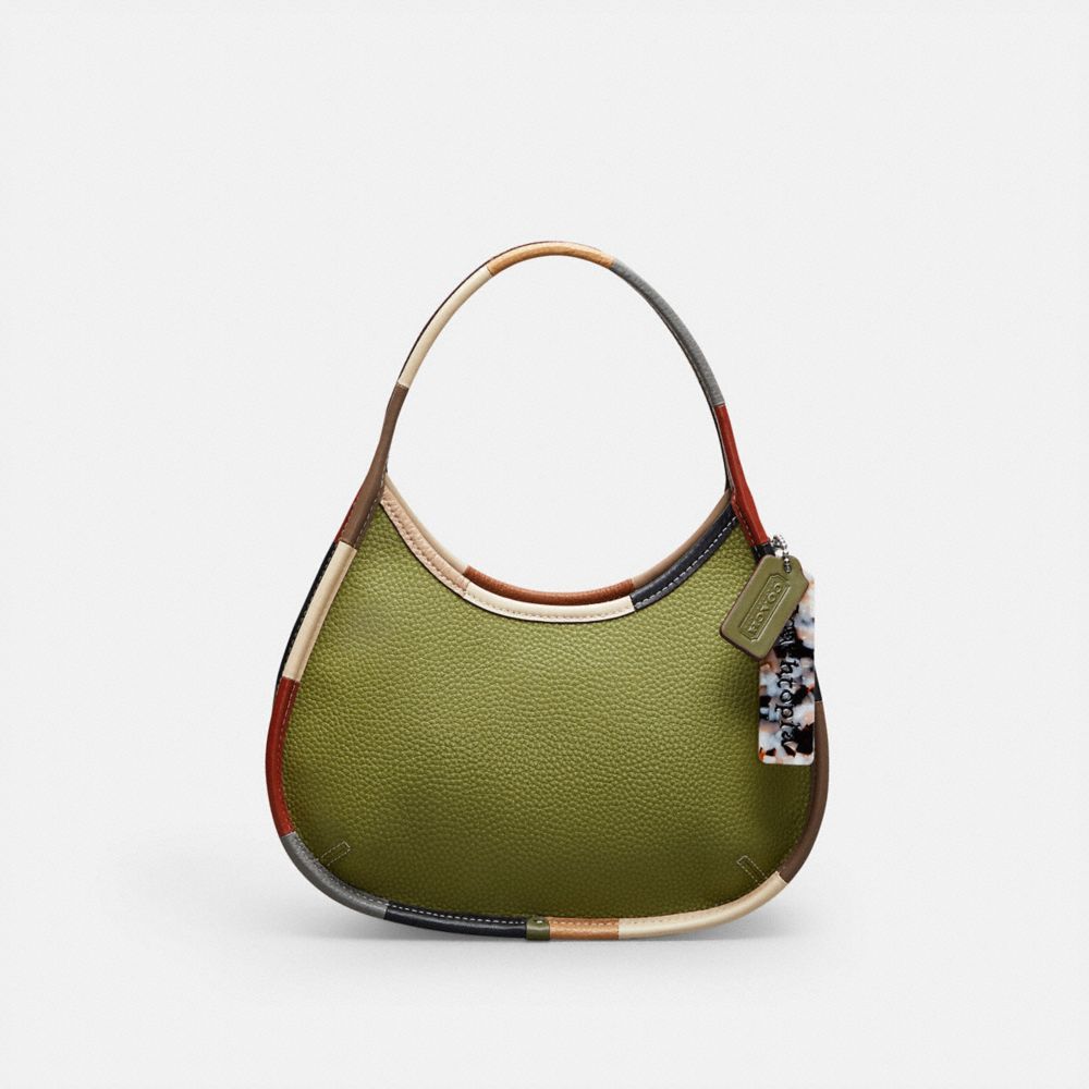 COACH®,Ergo Bag With Colorful Binding In Upcrafted Leather,Small,Olive Green Multi,Front View