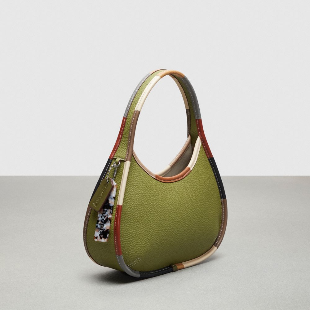 COACH®,Ergo Bag With Colorful Binding In Upcrafted Leather,Small,Olive Green Multi,Angle View