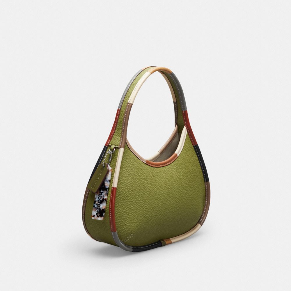 COACH®,Ergo Bag With Colorful Binding In Upcrafted Leather,Coachtopia Leather,Small,Olive Green Multi,Angle View